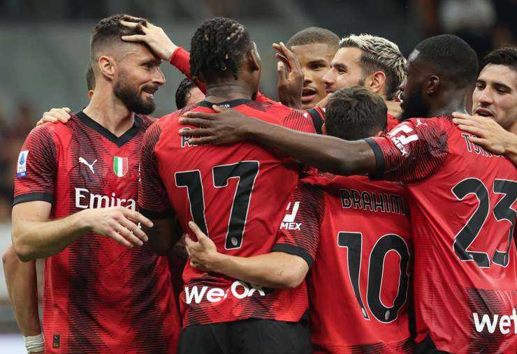 Il Milan festeggia una rete - Foto ANSA - Dotsport.it