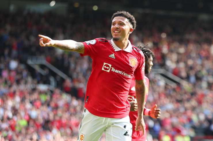 Sancho festeggia un goal con il Manchester United - Foto ANSA - Dotsport.it