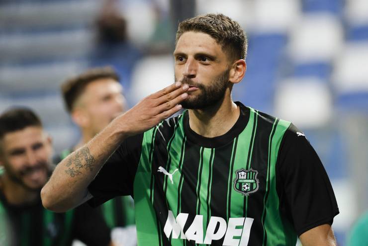 Domenico Berardi festeggia una rete - Foto ANSA - Dotsport.it