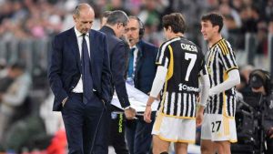 Max Allegri affranto in panchina - Foto ANSA - Dotsport.it