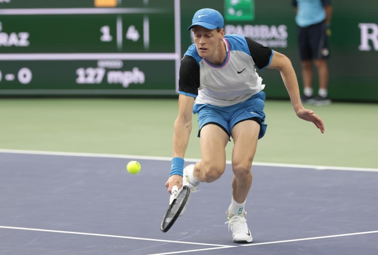 Jannik Sinner nella semifinale di Indian Wells - Foto ANSA - Dotsport.it